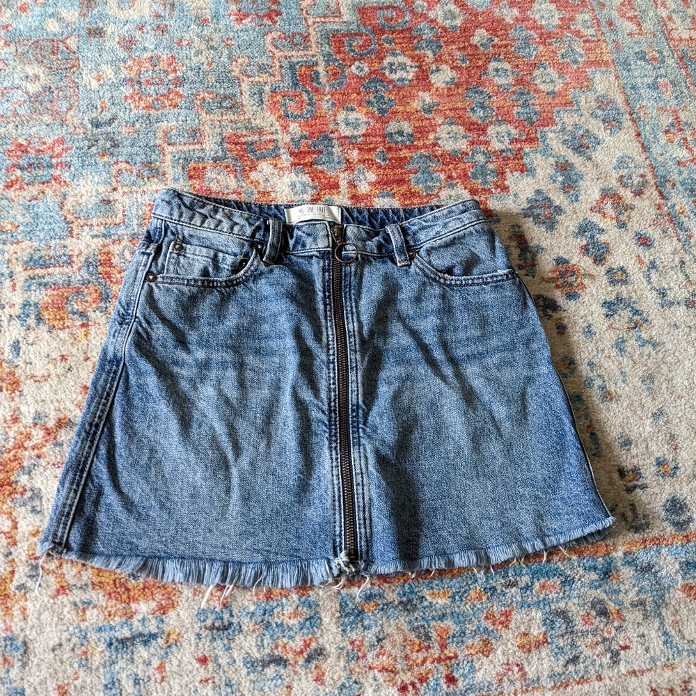 We the Free/Free People Zip it up Skirt in Copper Blue Women's 25 Fray Edge 163A